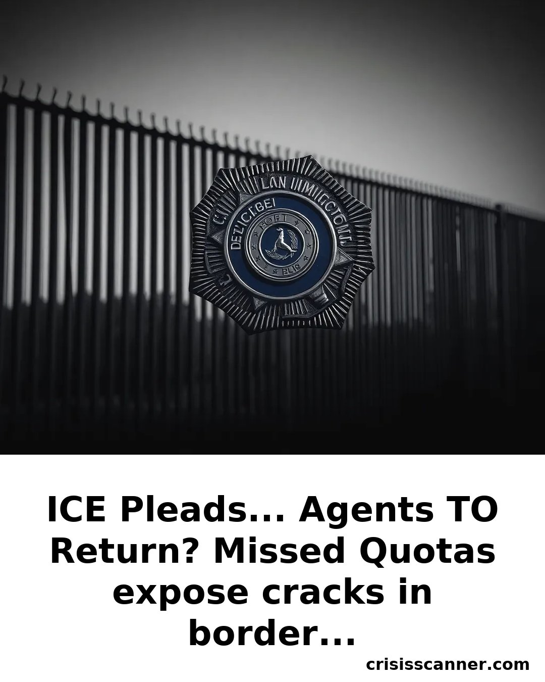 ICE PLEADS... AGENTS TO RETURN? Missed QUOTAS expose cracks in border enforcement